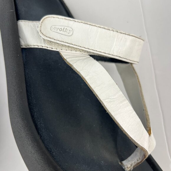 Sz 38EU Wolky Tahiti White Leather Slip On Flip Flop Thong Sandals - Picture 13 of 15